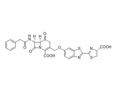 （6R，7R）-3-（（（2-（（R）-4-羧基-4,5-二氢噻唑-2-基）苯并[d]噻唑-6-基）氧基）甲基）-8-氧代-7-（2-苯基乙酰氨基）-5-硫-1-氮杂双环[4.2.0]辛-2-烯-2-羧酸5-氧化物
